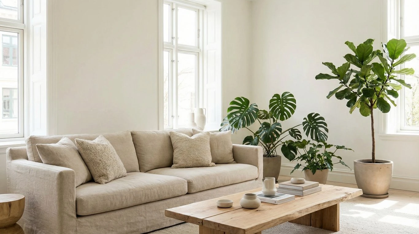 Salon spacieux et lumineux style minimaliste