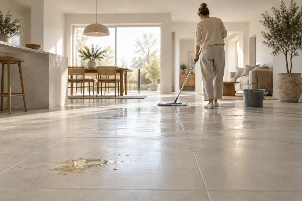 Laver le sol à l’eau froide : efficace au quotidien, moins sur les taches grasses