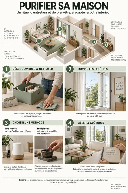 Comment purifier sa maison : étapes de nettoyage, aération et rituel sans fumée