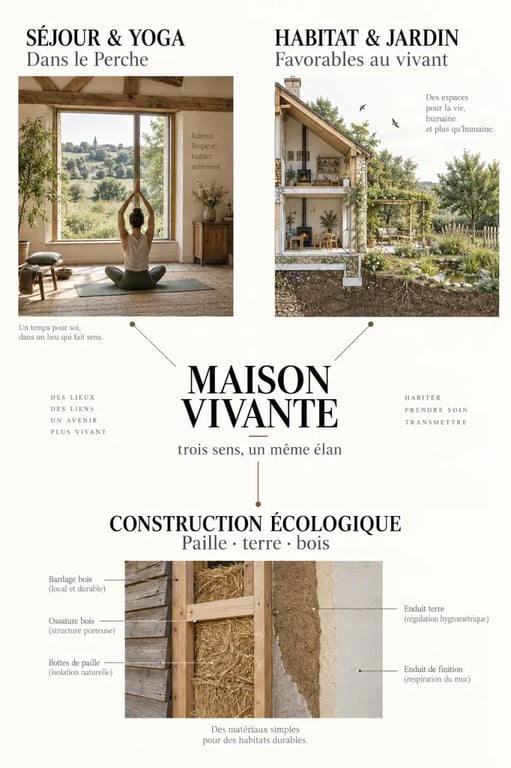 Maison vivante : les trois sens de l’expression entre séjour de yoga, habitat écologique et construction en matériaux naturels