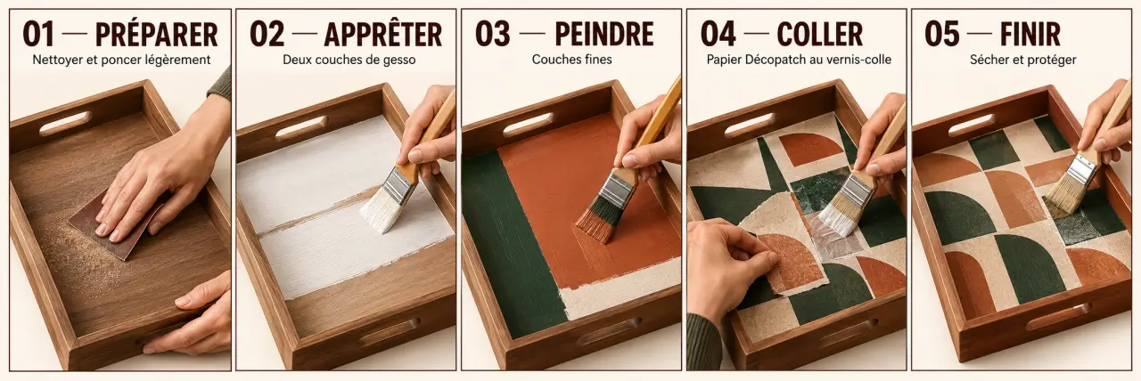 Étapes de réalisation d’un plateau pour un apéro peinture hygge-a-la-maison